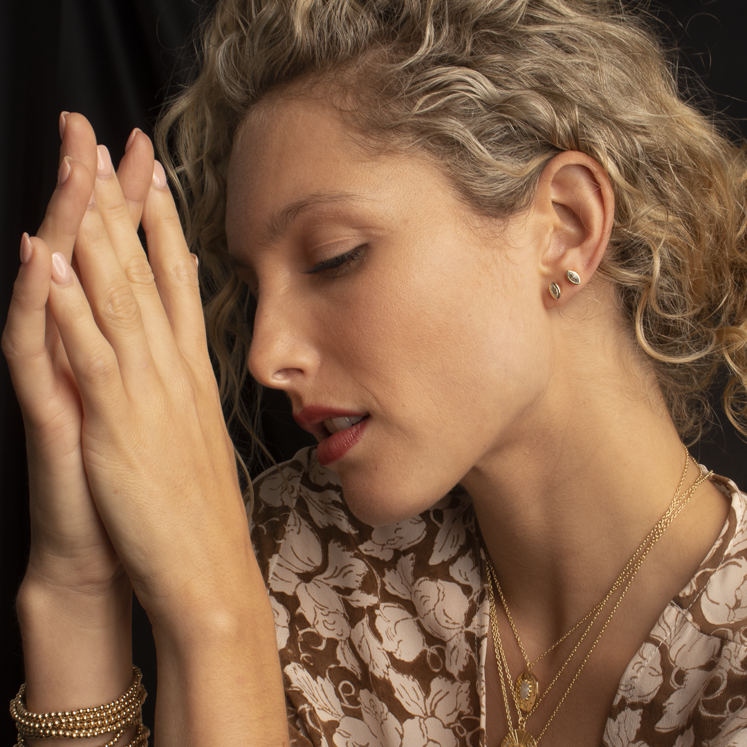 Louna diamond semi precious studs