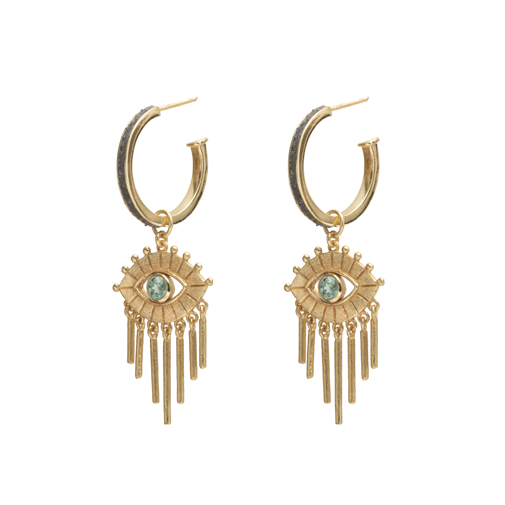 Orlan Evil Eye Hoop Earrings – Green Amethyst | MEZI | MEZI