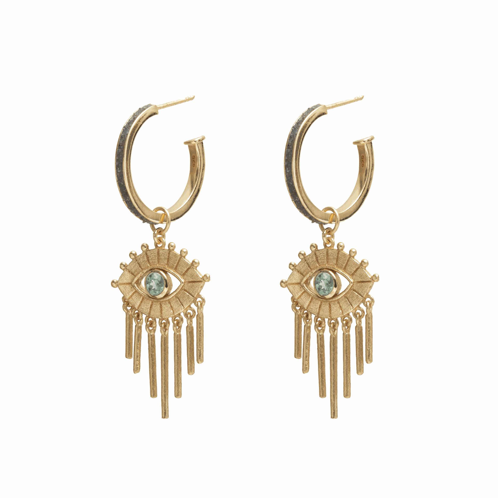 Orlan Evil Eye Hoop Earrings – Green Amethyst