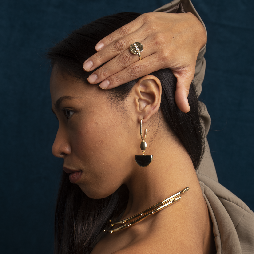 Falih semi precious gold earrings