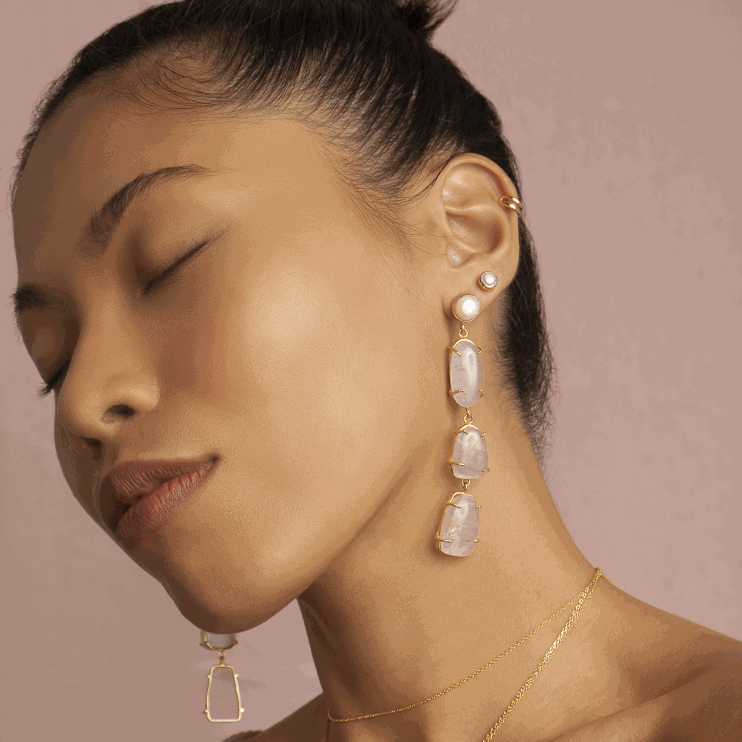 Palo semi precious gold earrings