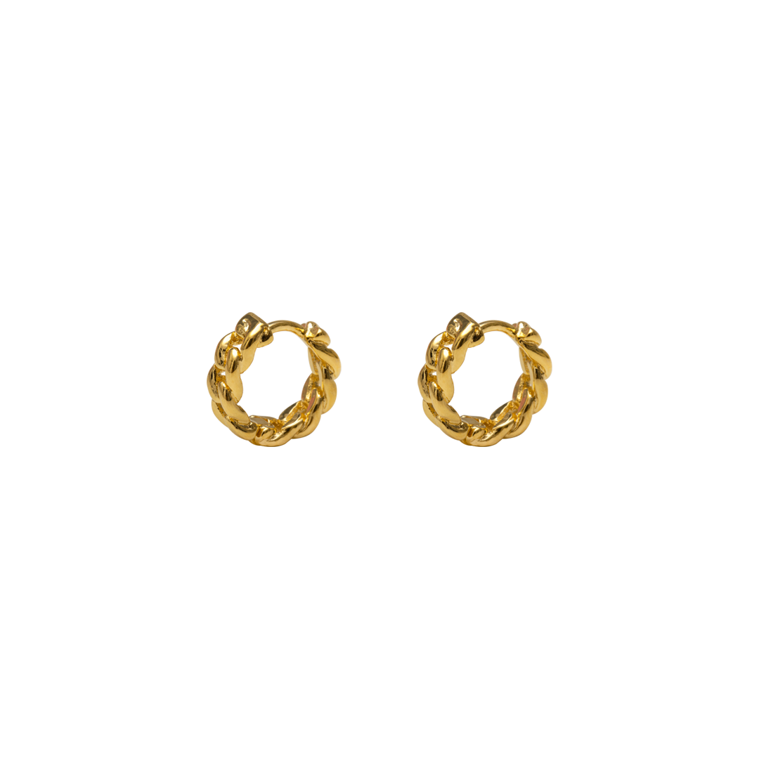 Mezi 14K Gold Plated Baye Chain Huggie Hoop Earring | Jewellery | MEZI | MEZI