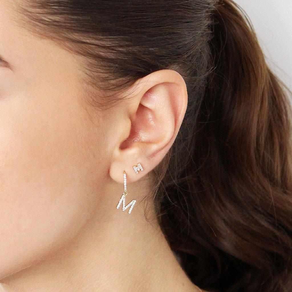 Initial gold crystal studs | MEZI