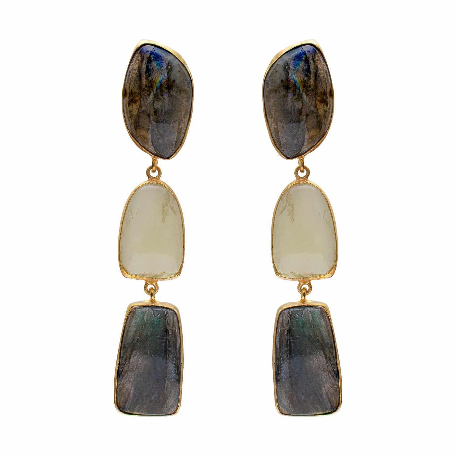 Bahuli semi precious gold earrings