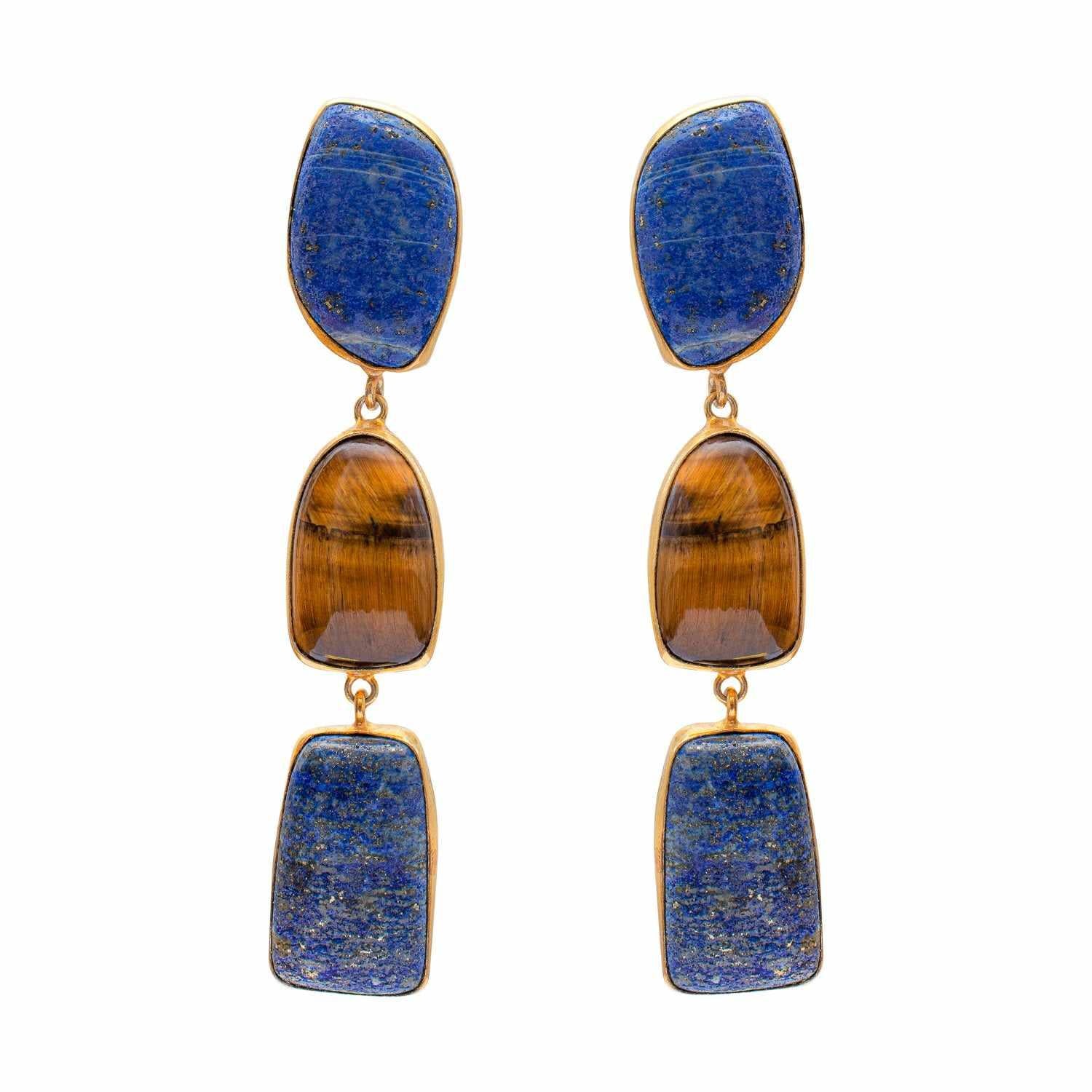 Bahuli semi precious gold earrings