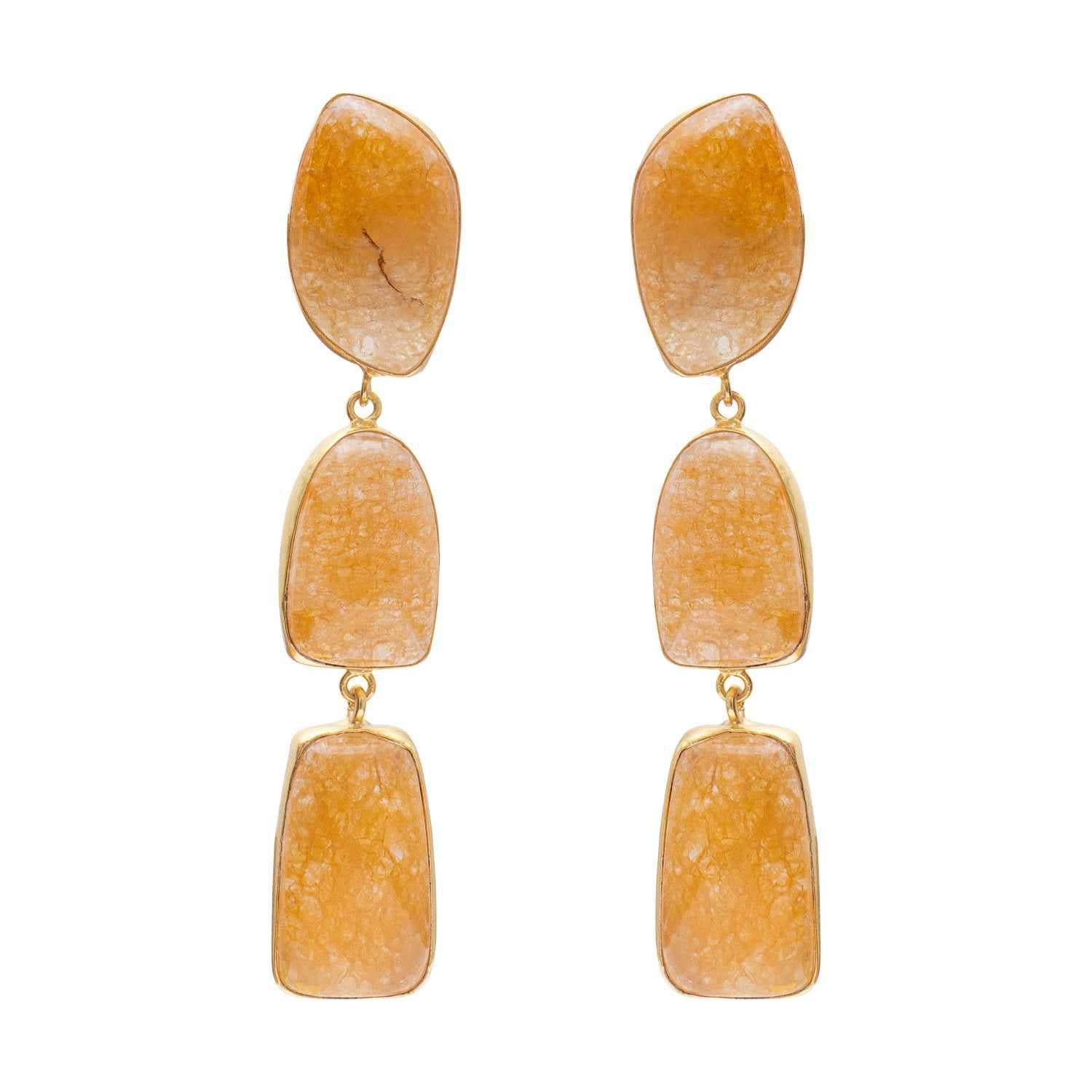 Bahuli semi precious gold earrings