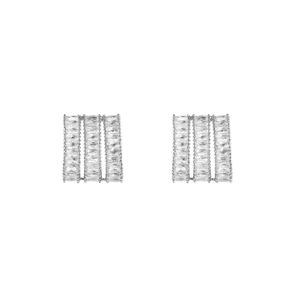 Lupe crystal three line drop stud earrings