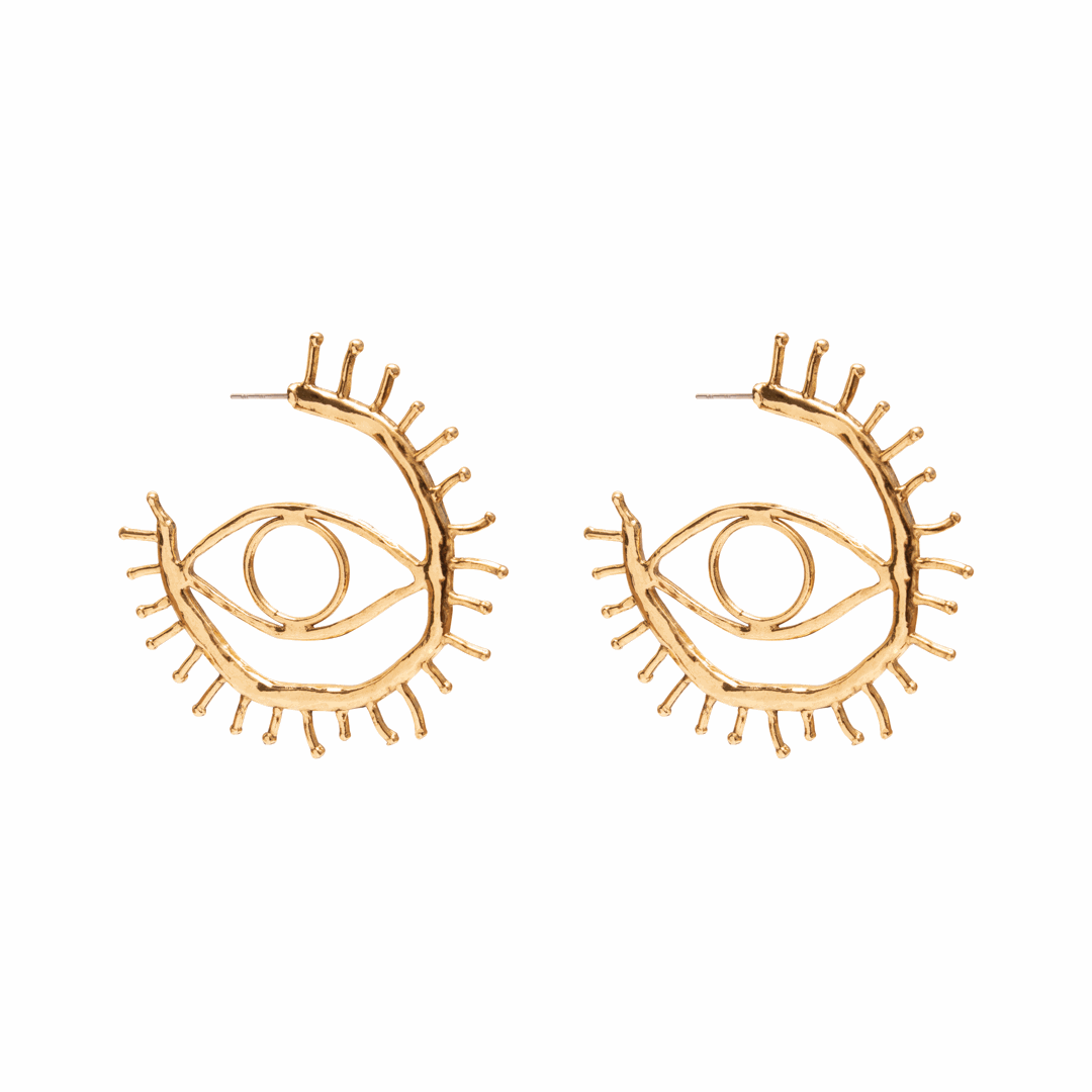 Hathor evil eye hoop earrings