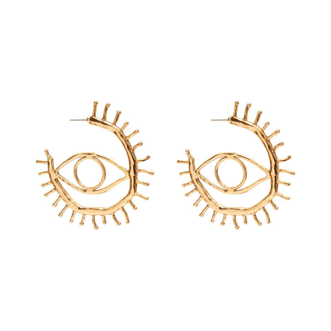 Hathor evil eye hoop earrings