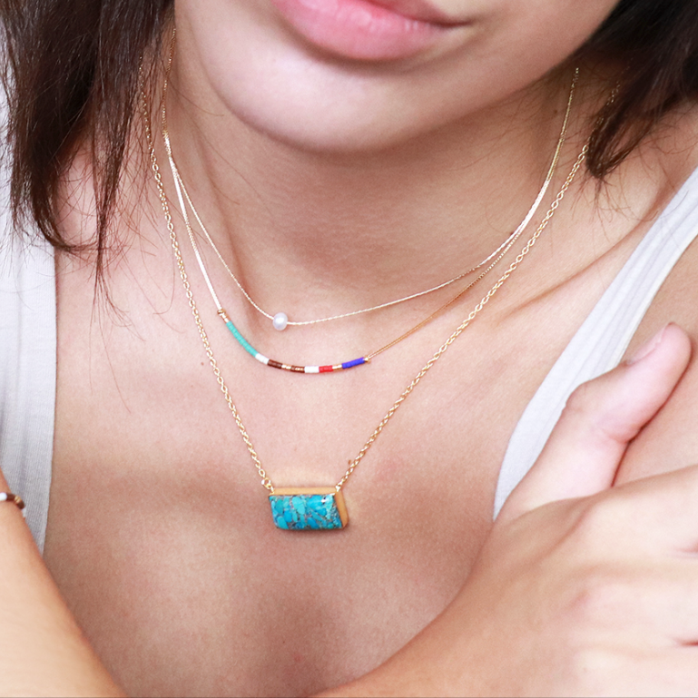 Kyri semi precious gold pendant