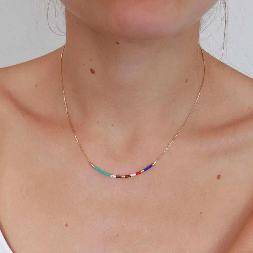 April colourful beads gold pendant