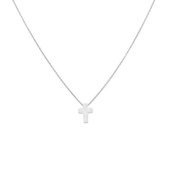 Cross white opalite silver necklace