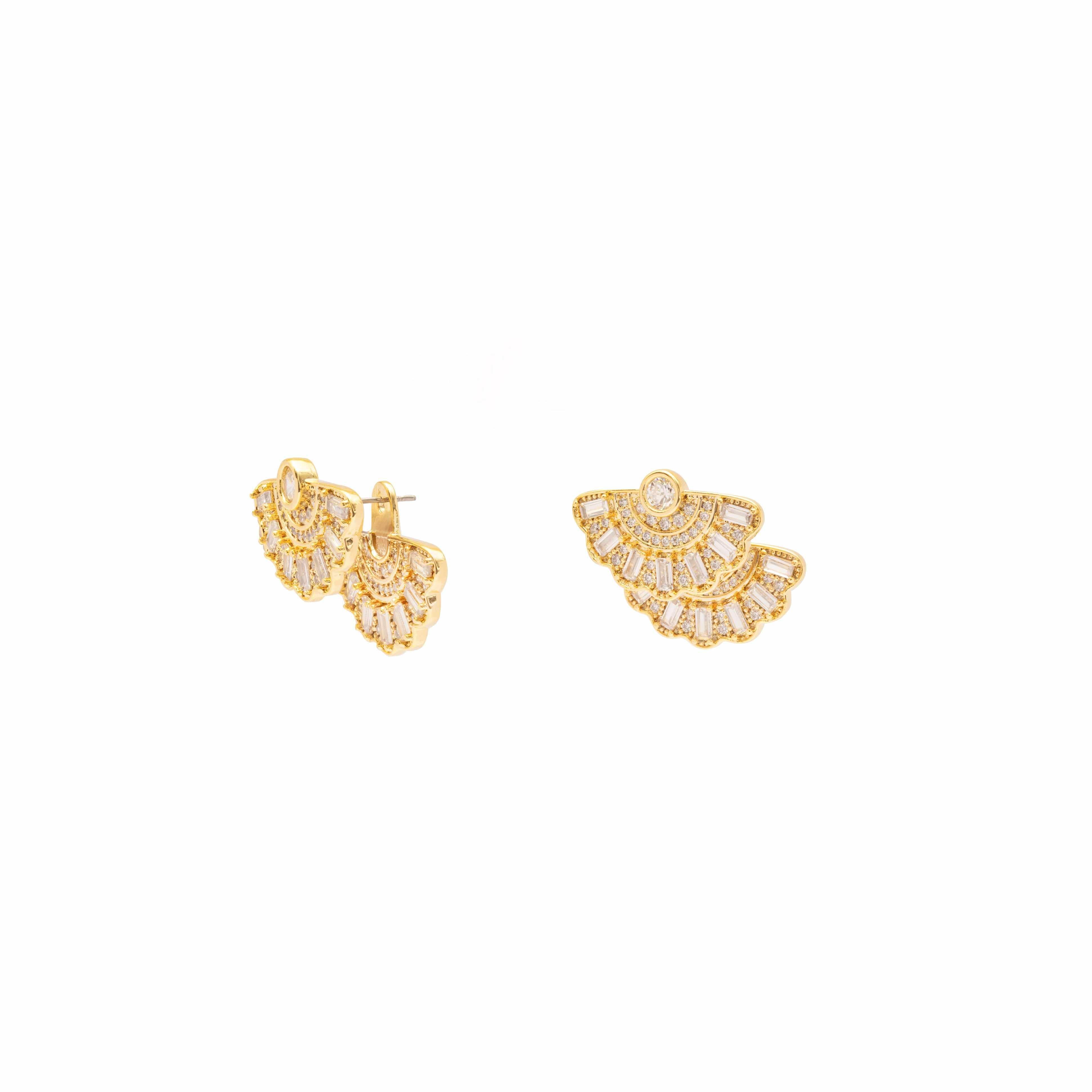 Carly double fan crystal studs
