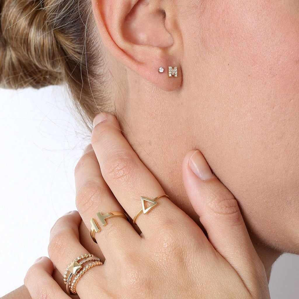 Initial gold crystal studs | MEZI