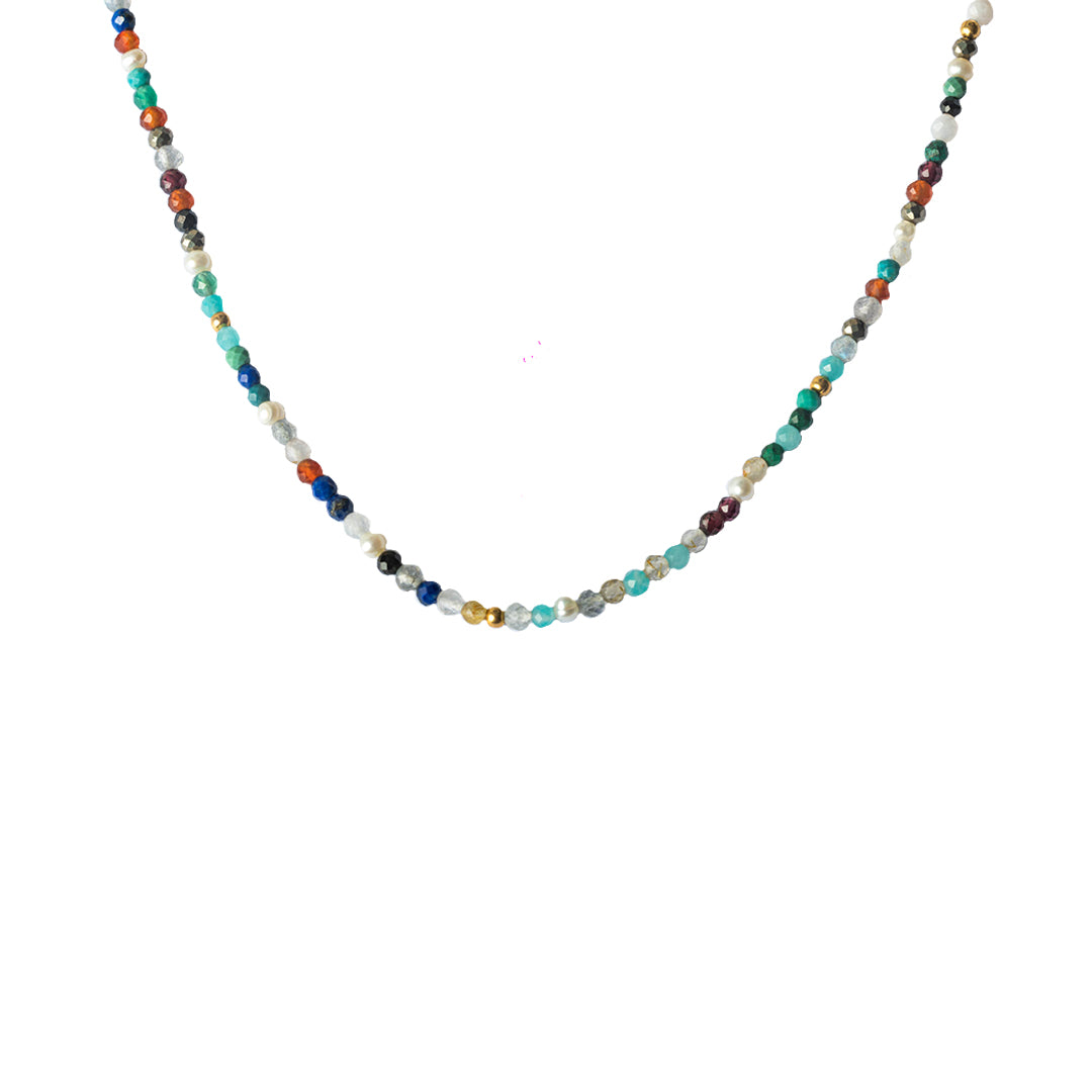 Gold Klara Natural Stone Beaded Necklace - Jewellery | Mezi | MEZI