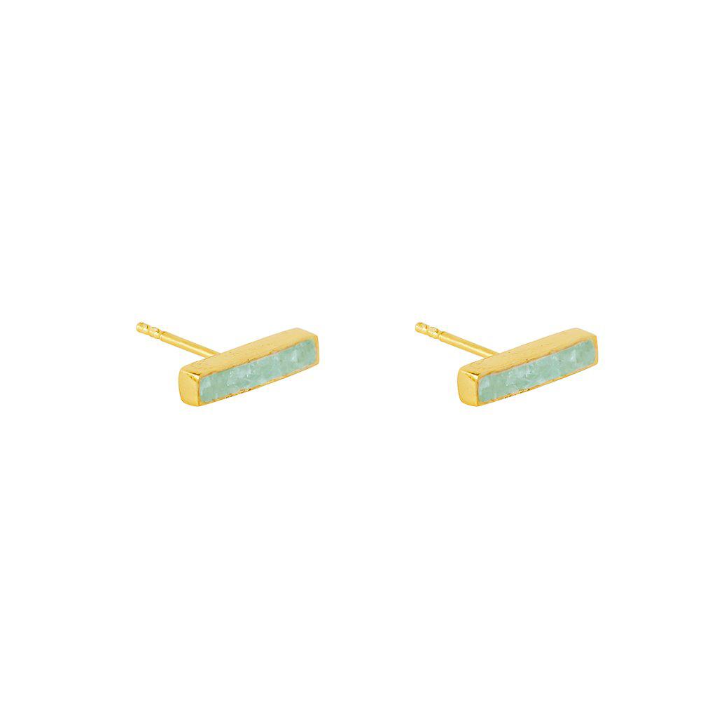 Lea semi-precious 2 micron gold studs earrings