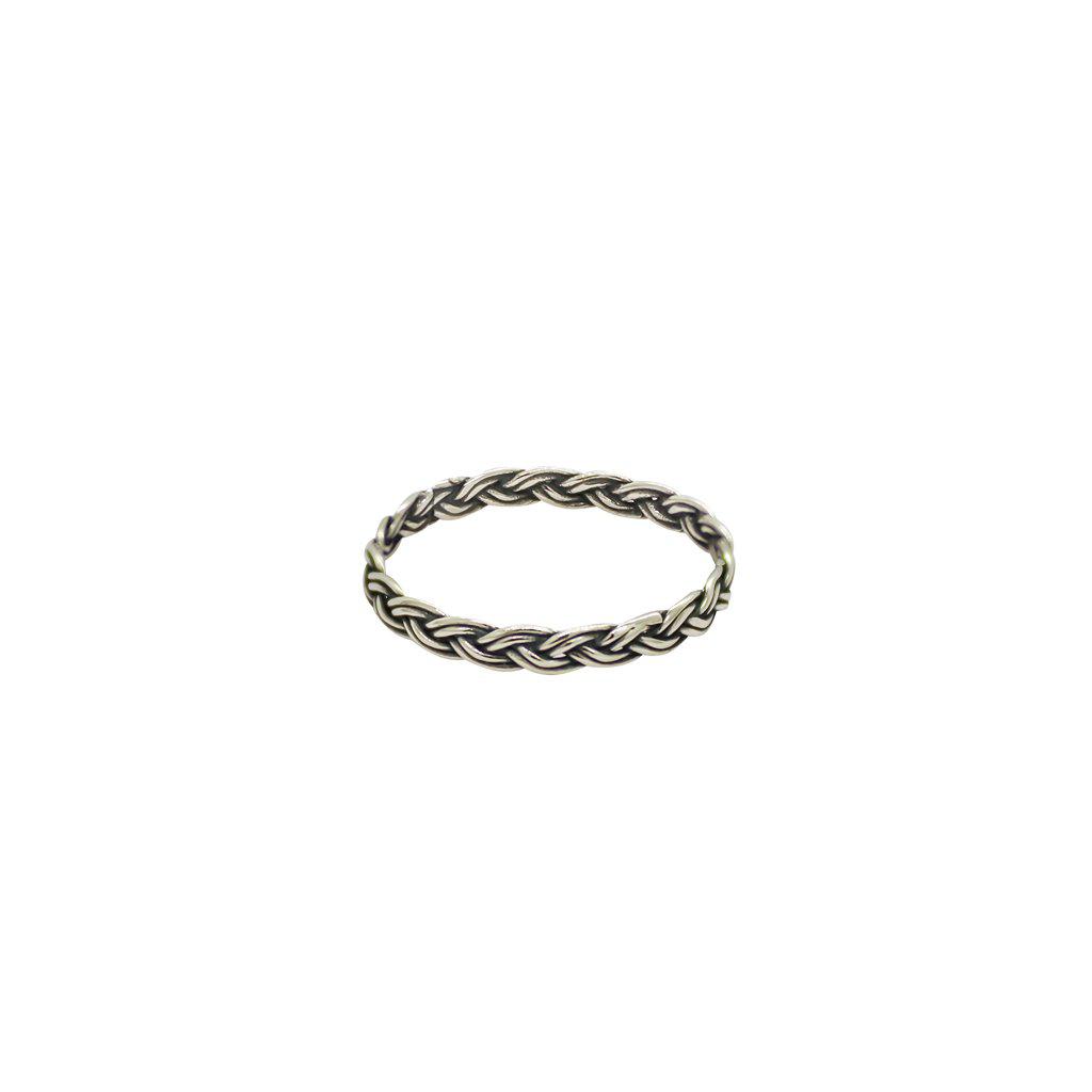 Leal braided sterling silver ring