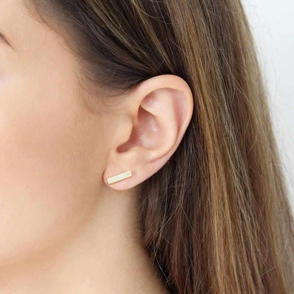 Lea semi-precious 2 micron gold studs earrings