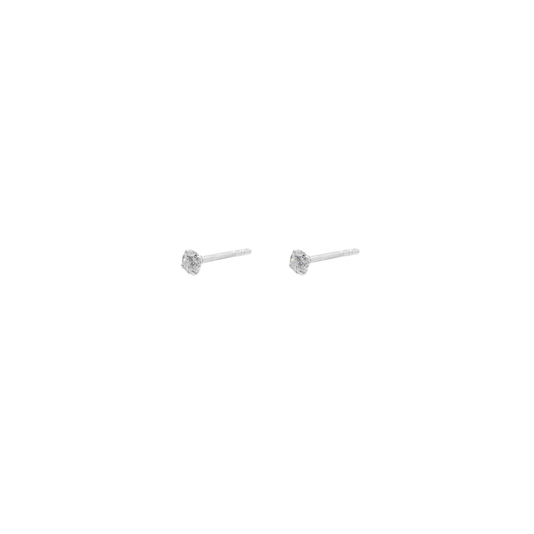 Cubic zirconia silver base round studs | MEZI
