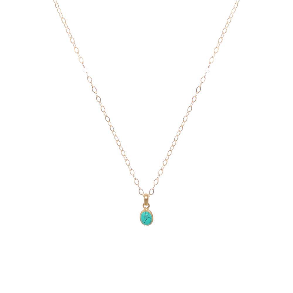 Turquoise gold filled oval small drop pendant | MEZI