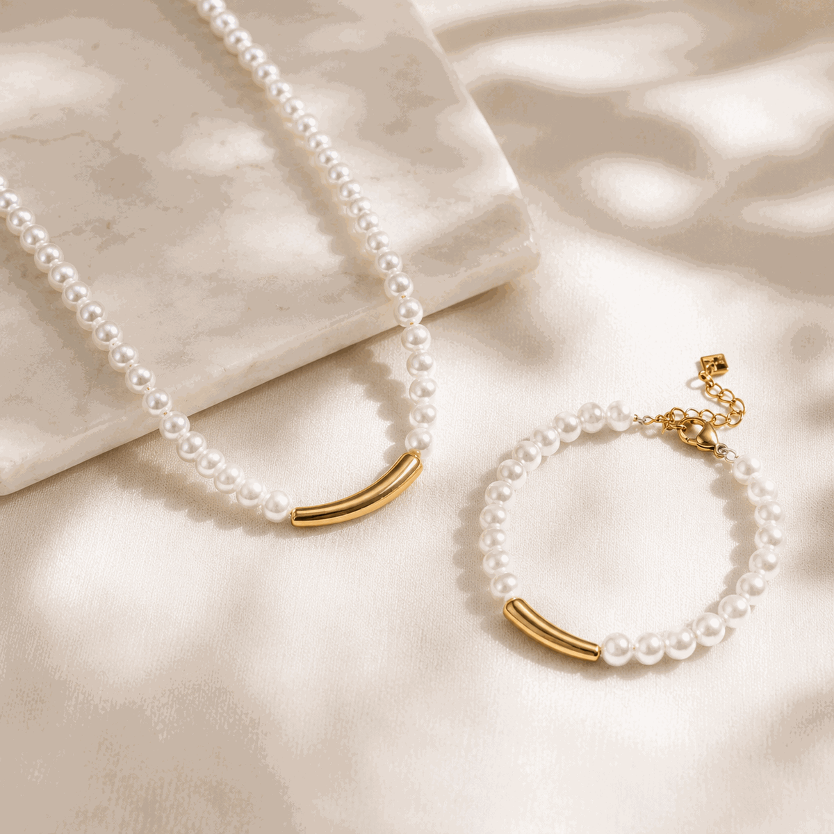 Statement Gold Pearl Necklace for Spring Events