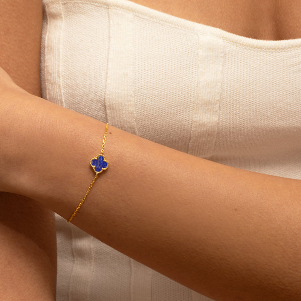 Clover lapis lazuli bracelet