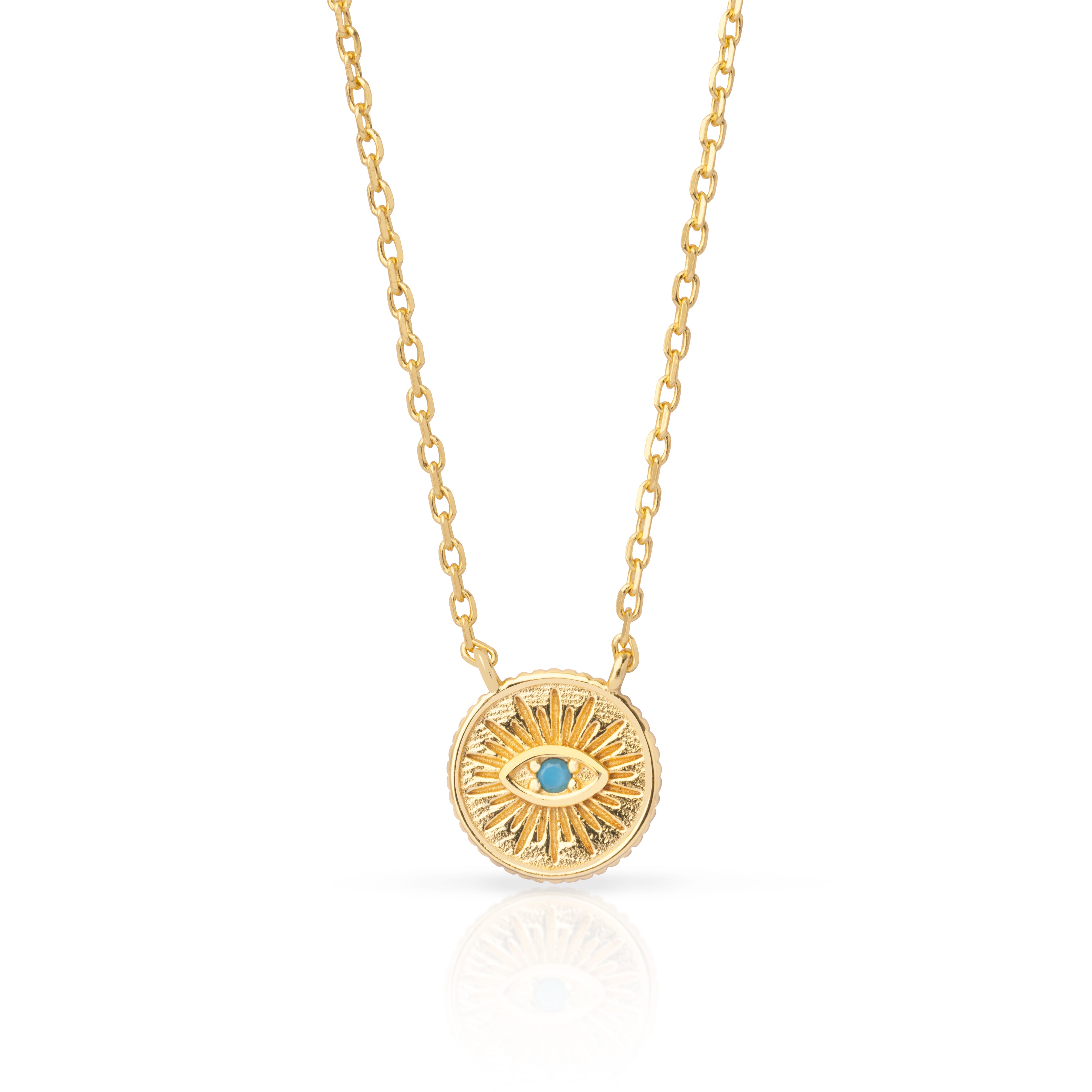Maika Turquoise Evil Eye Disc Necklace