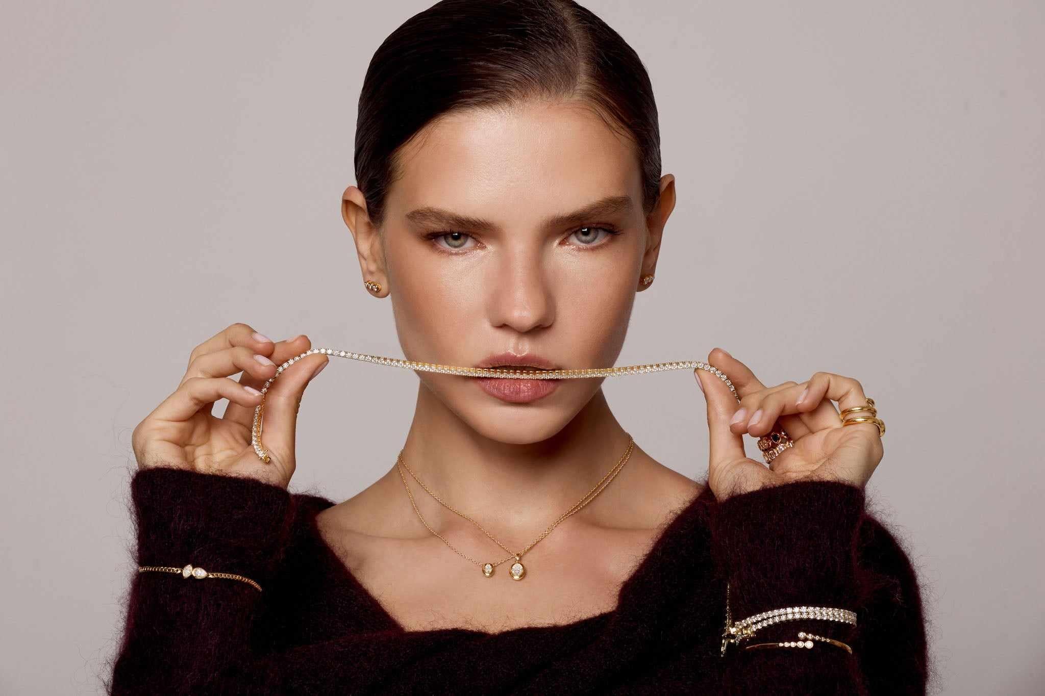 Stellar Moissanite sterling silver tennis necklace