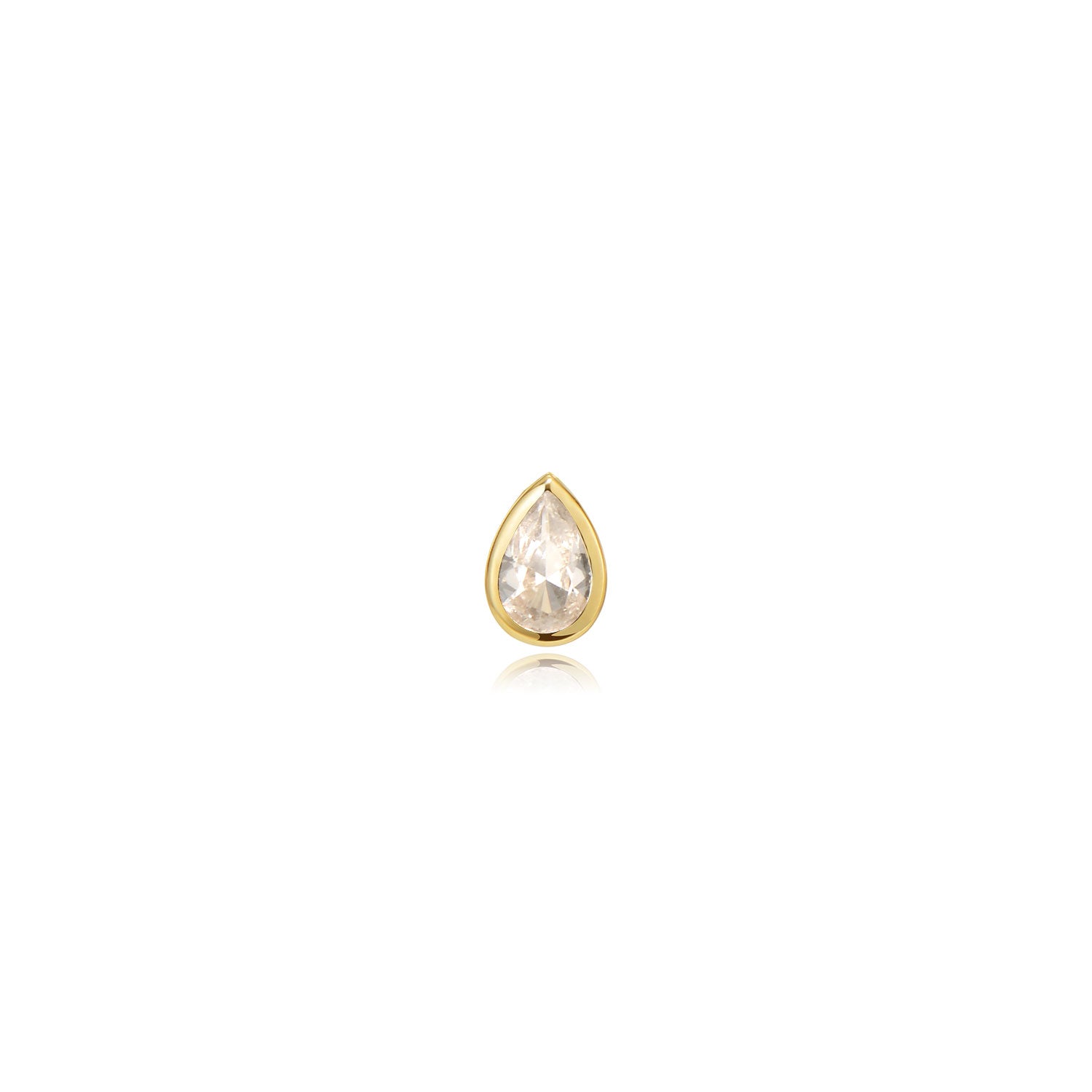 Split teardrop crystal 14k gold labret earring | MEZI