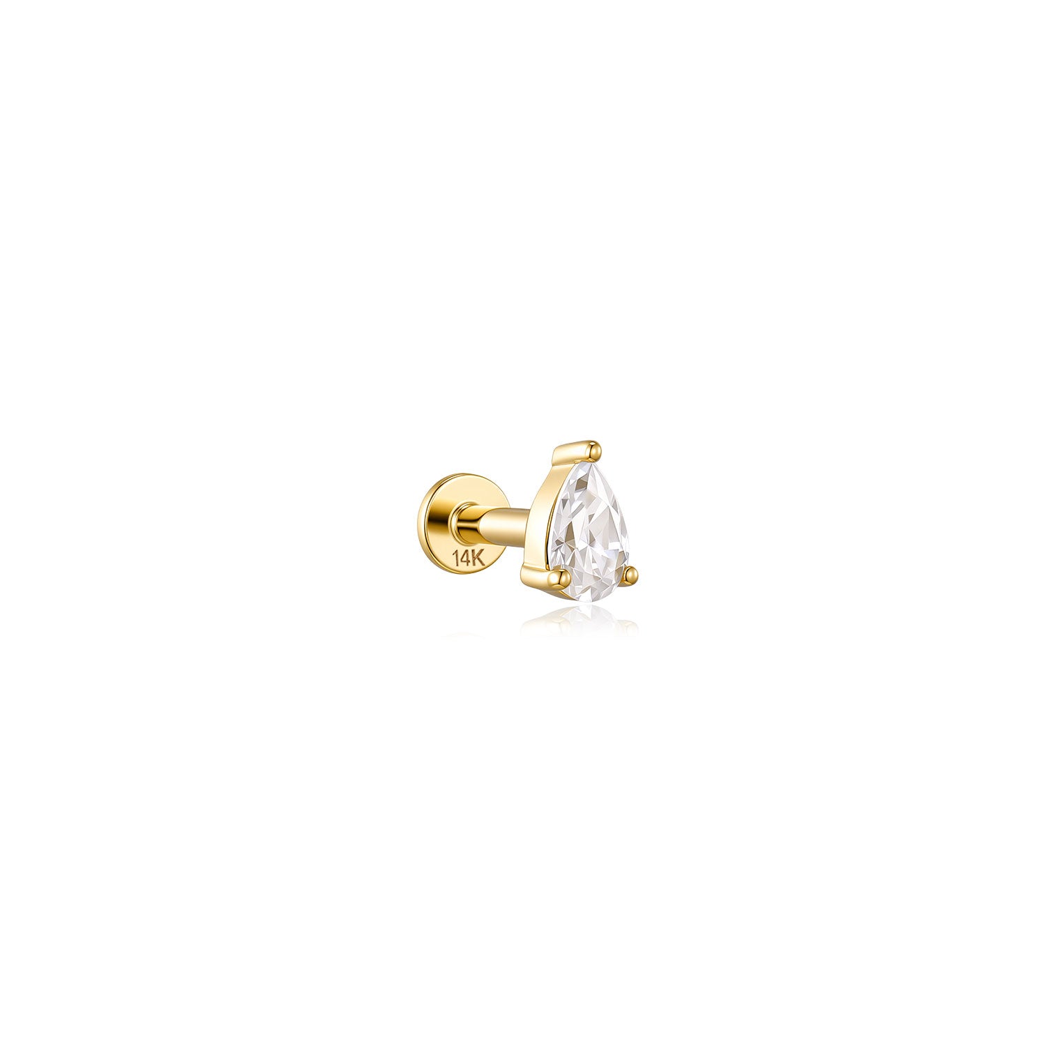 Aspen Moissanite Stud Earring – 14K Solid Gold Flat Back Labret