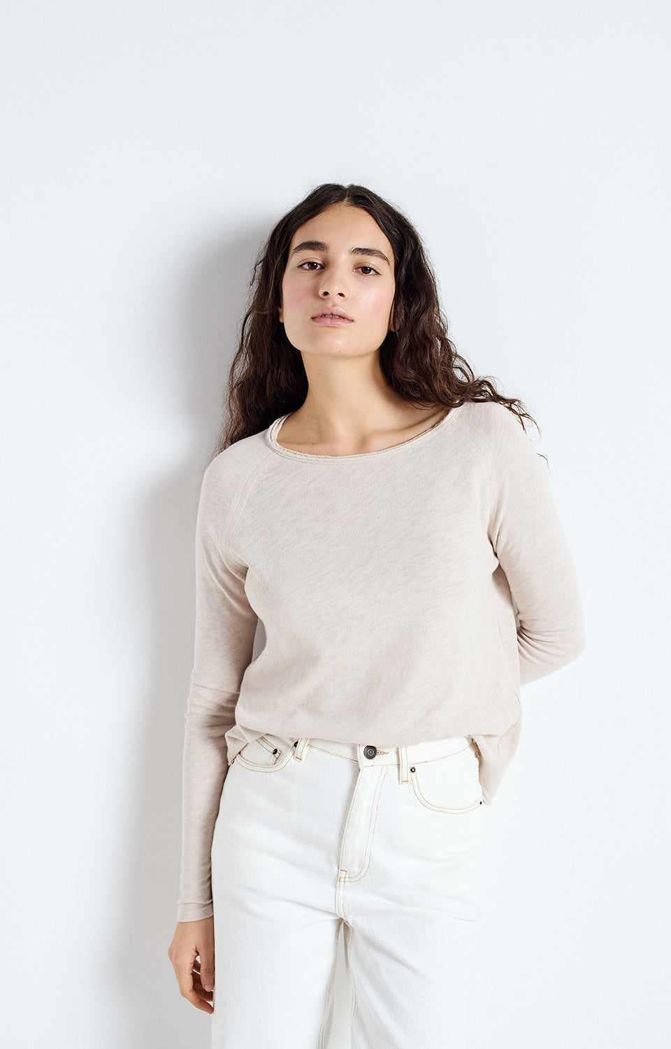 American Vintage Sonoma long sleeve tee G-SON31G in 100% cotton, boat neckline, available at MEZI Australia.