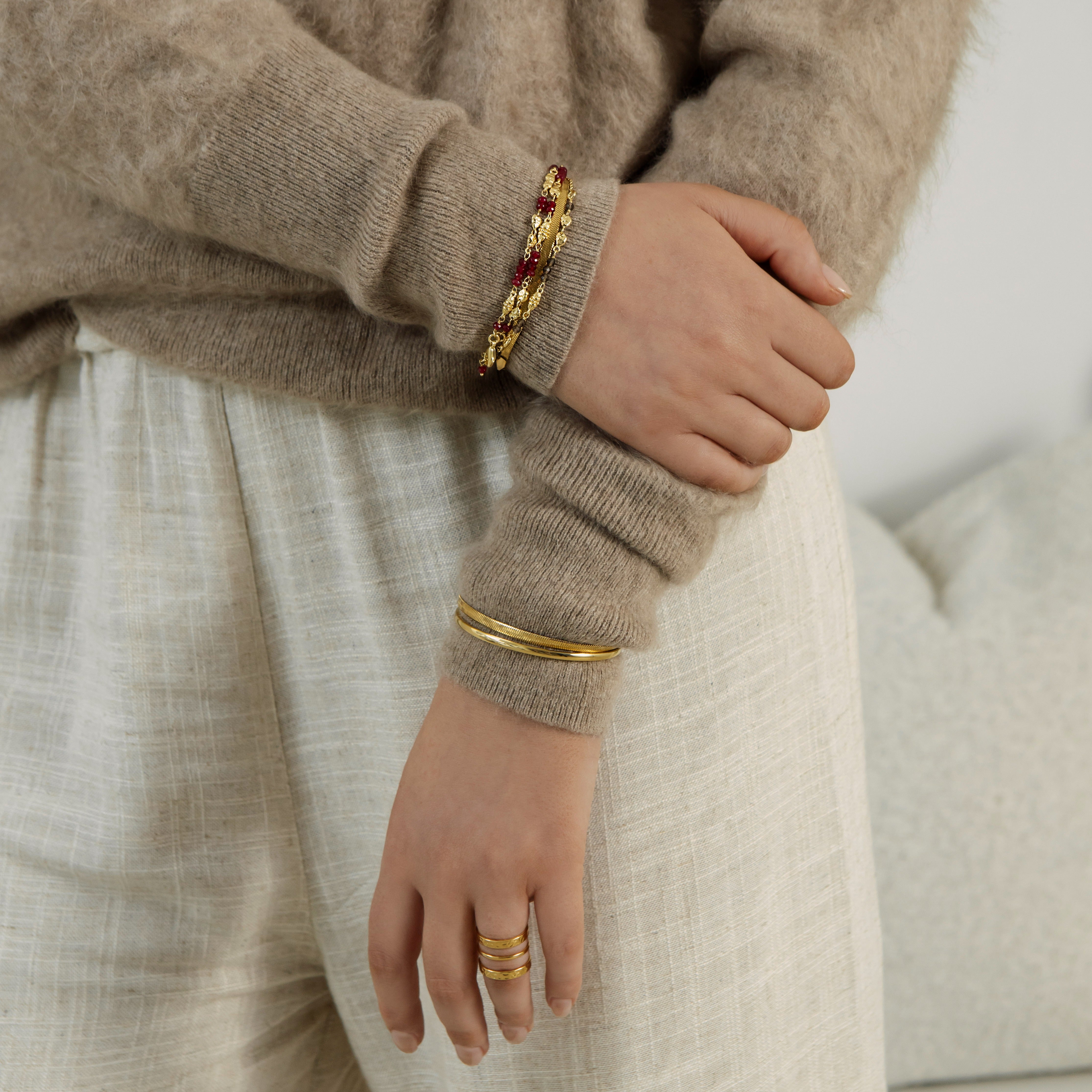 Gold - Silver Kenza Natural Stone Bracelet - Jewellery | Mezi | MEZI