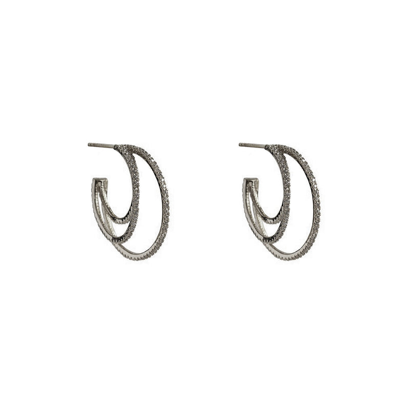 Avni triple crystal hoop earrings