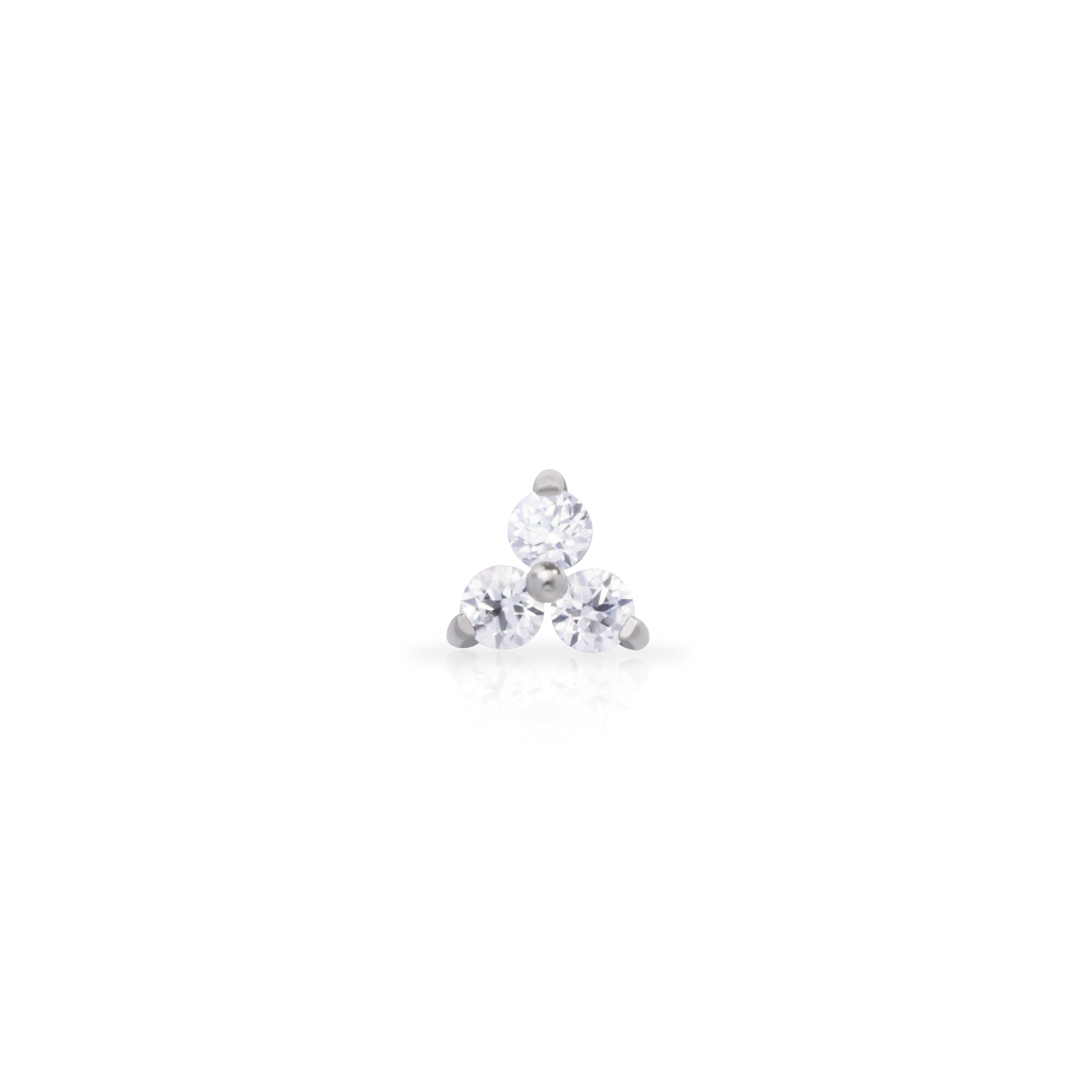 Triangle cubic zirconia titanium flat back labret bar