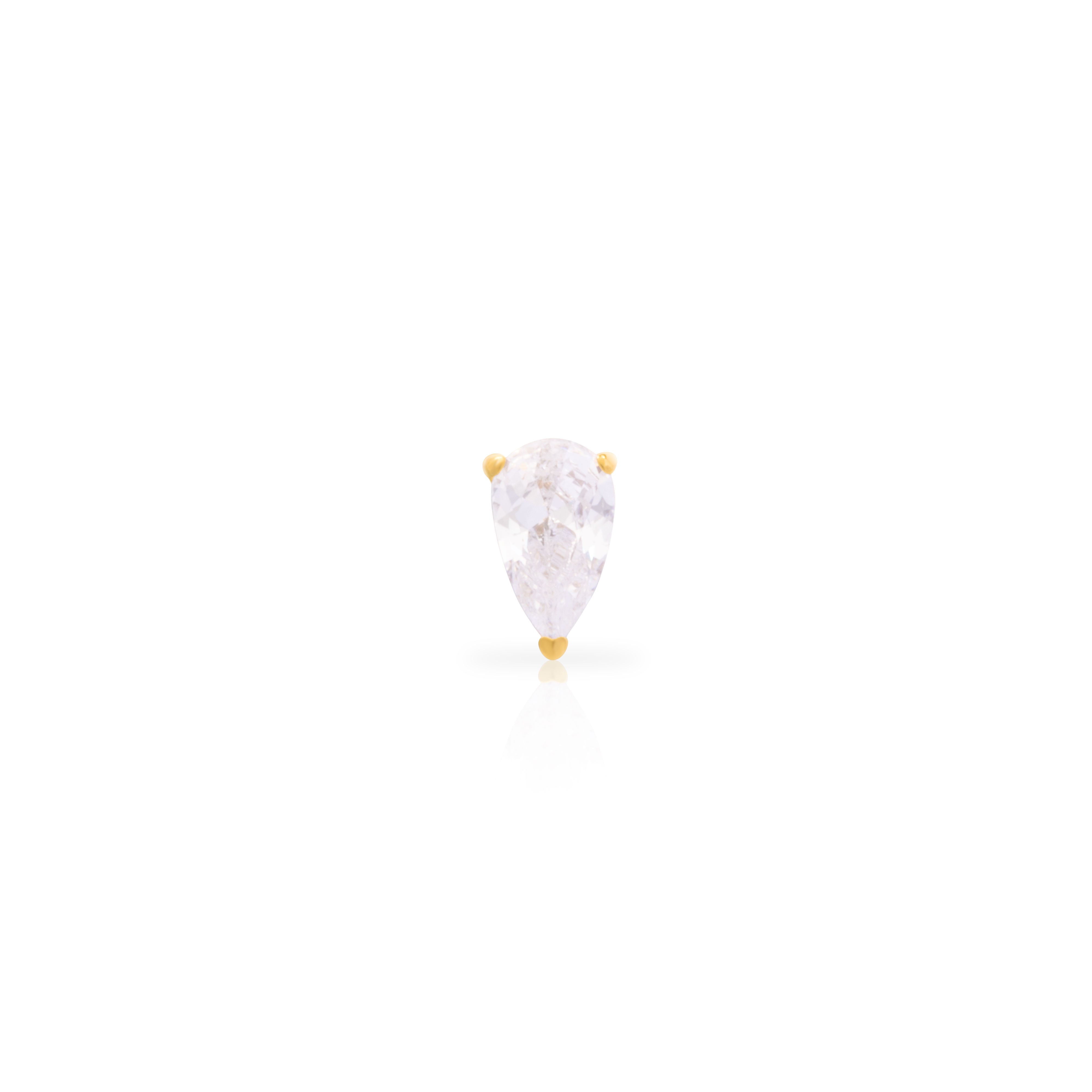 Tear drop cubic zirconia titanium flat back labret bar