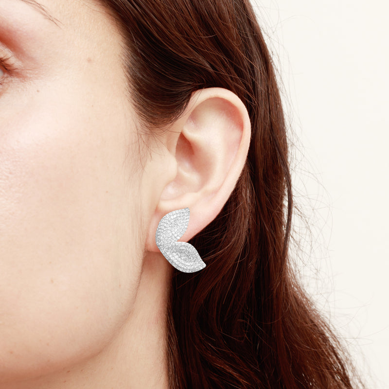 Bowie leaf crystal stud earrings