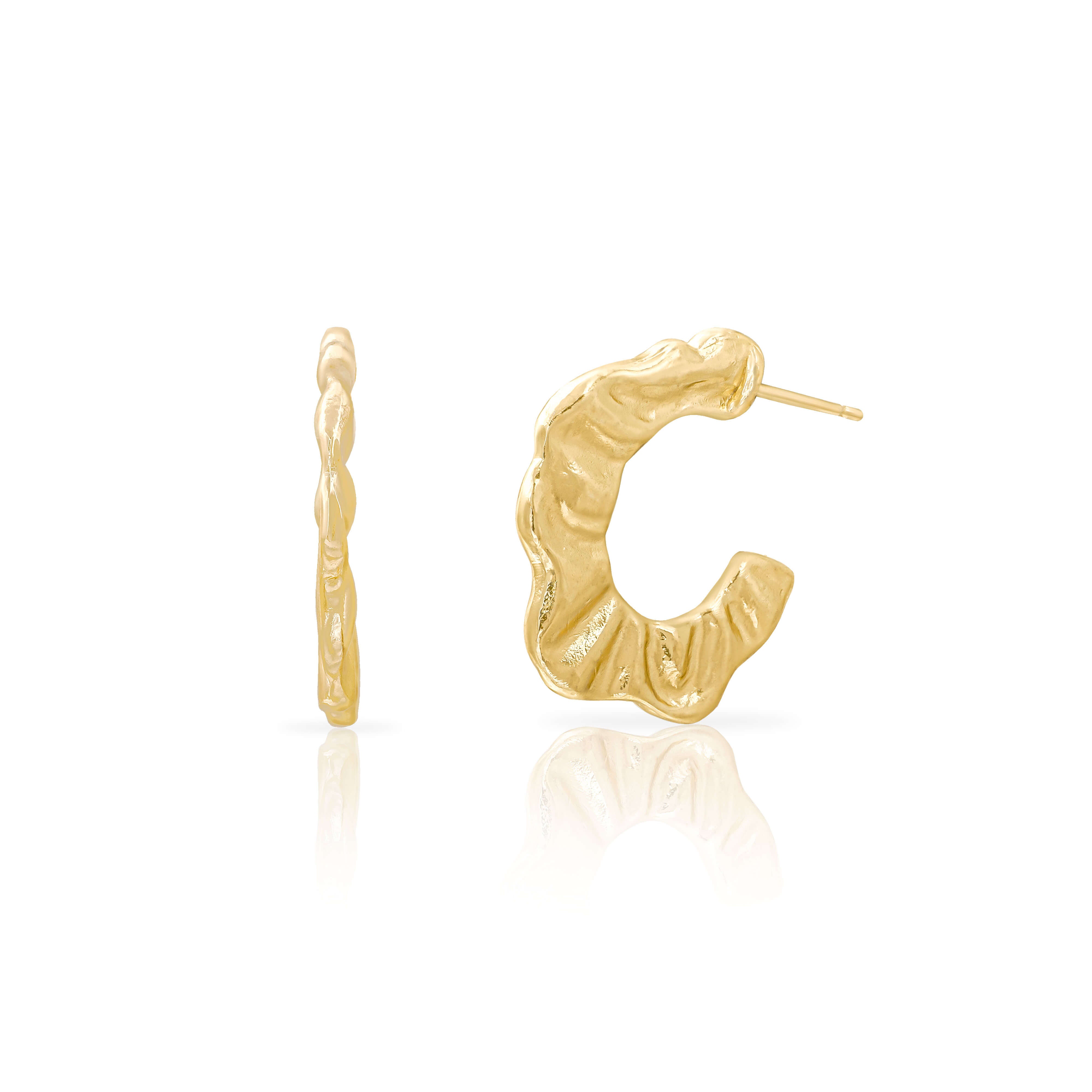 Zinnia textured gold hoop earring