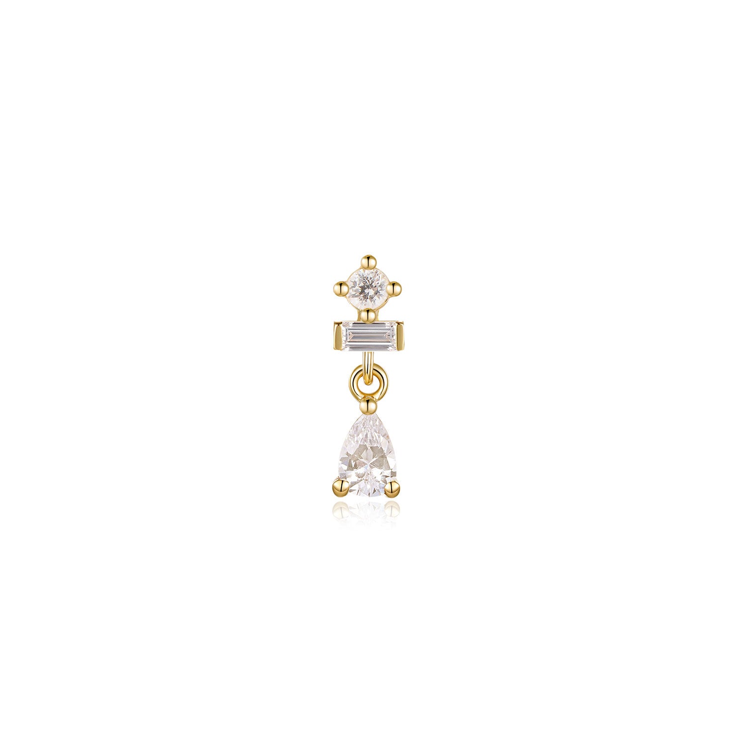 Cannes Moissanite Drop Labret Earring – 14K Solid Gold Flat Back