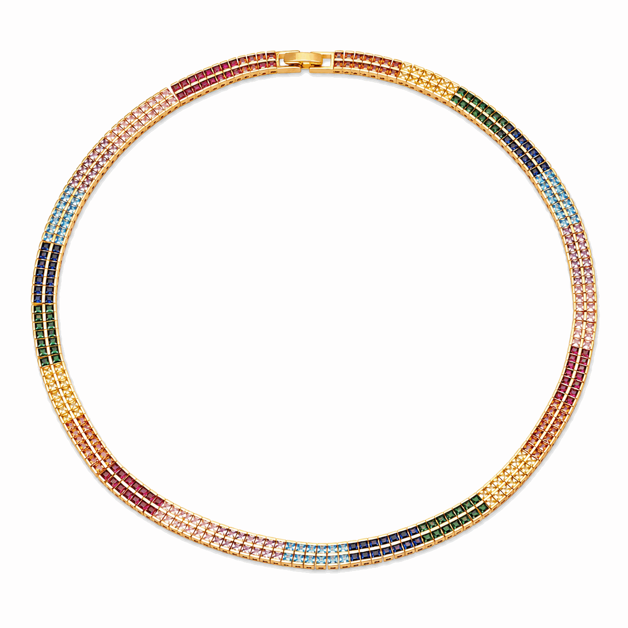 Stasa Rainbow Crystal Necklace Gold Plated | MEZI | MEZI