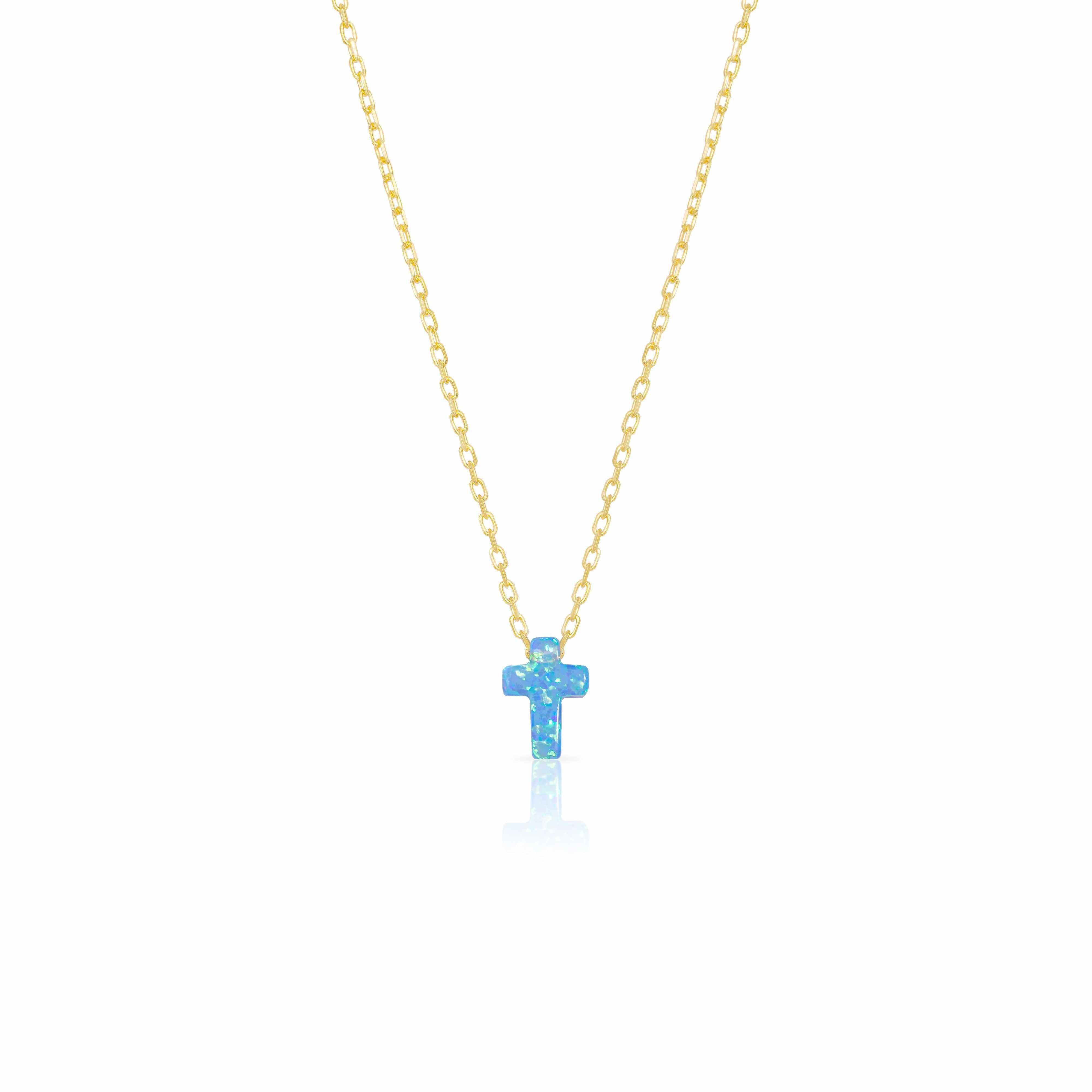 Cross opalite gold necklace