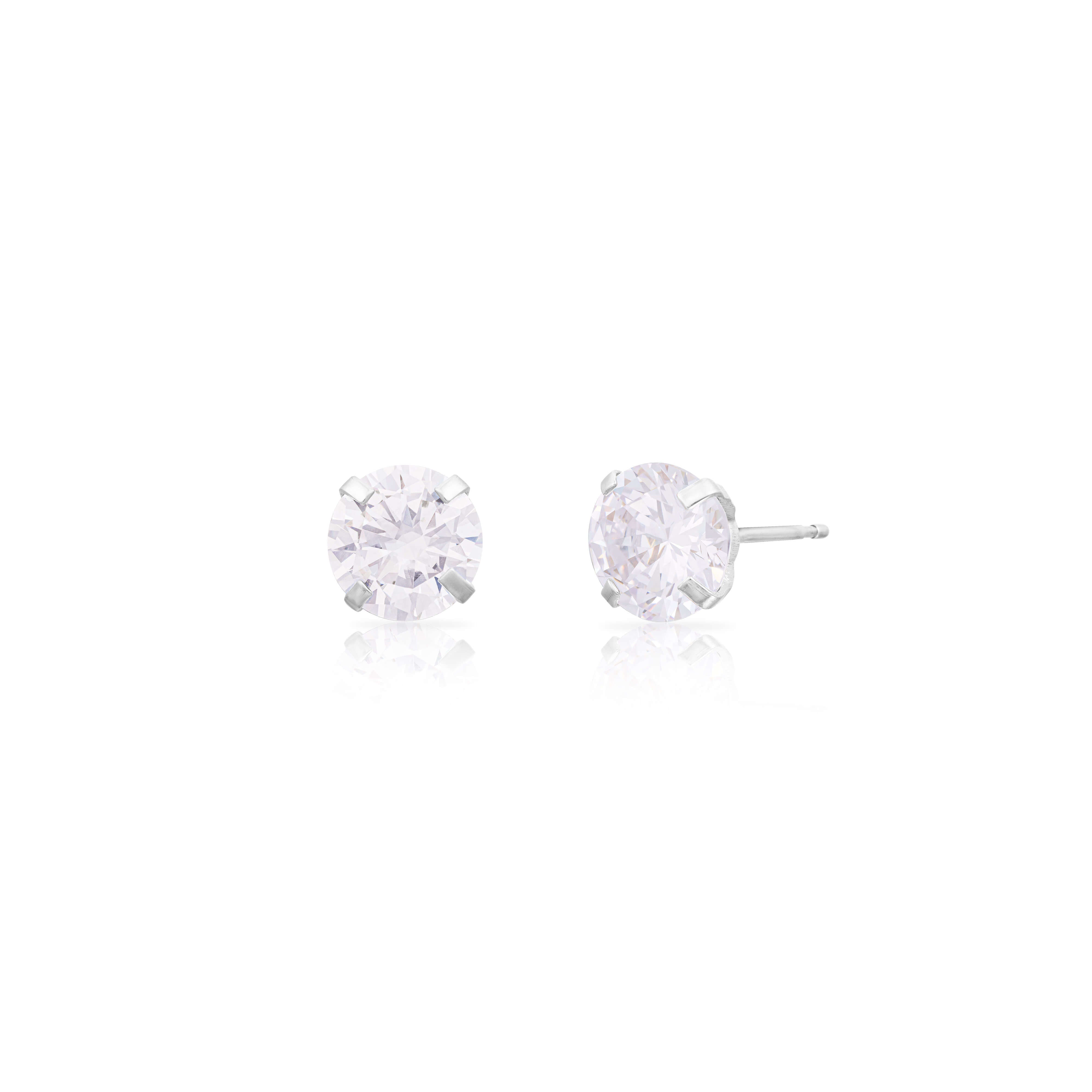 Cubic zirconia silver base round studs