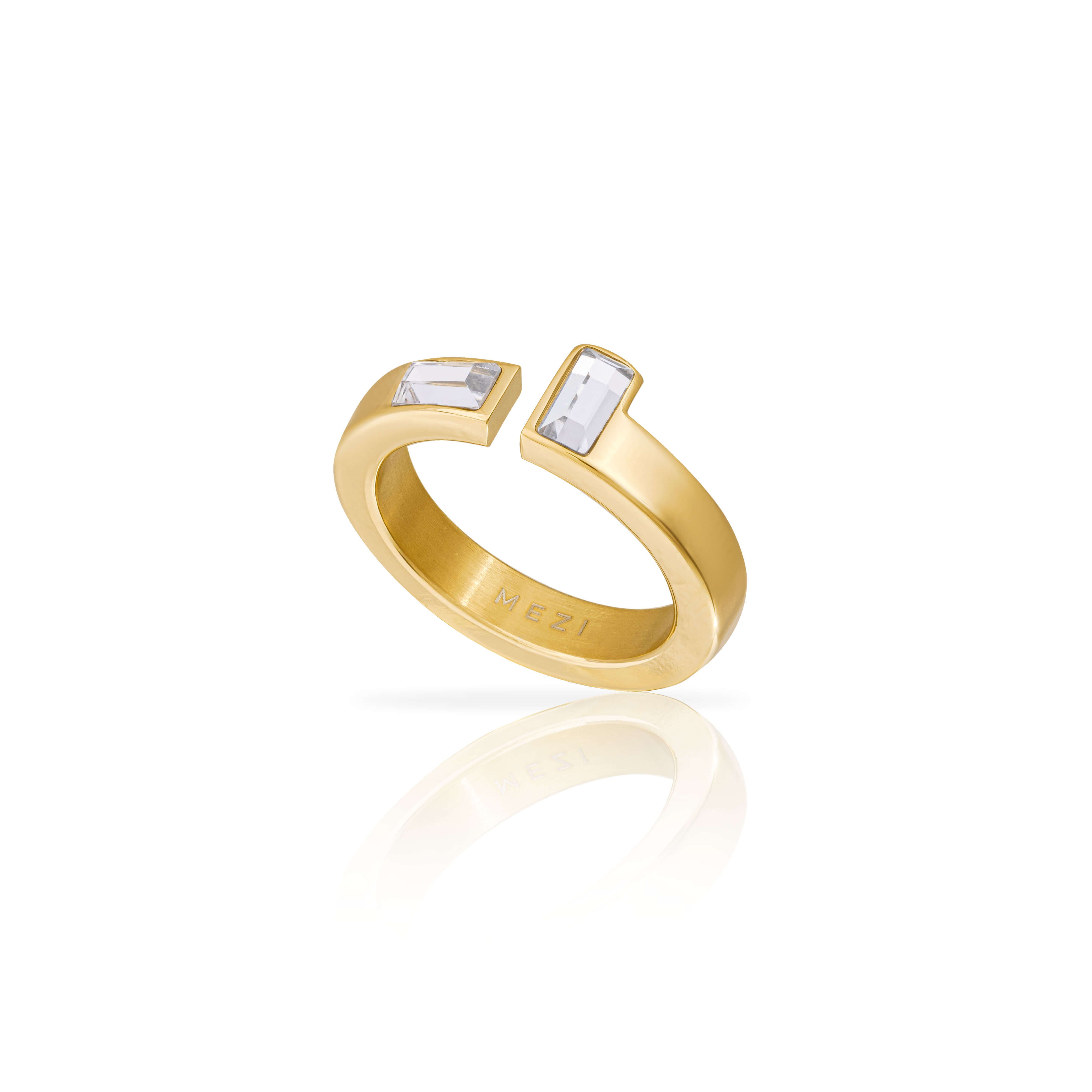 Alma crystal gold ring | waterproof