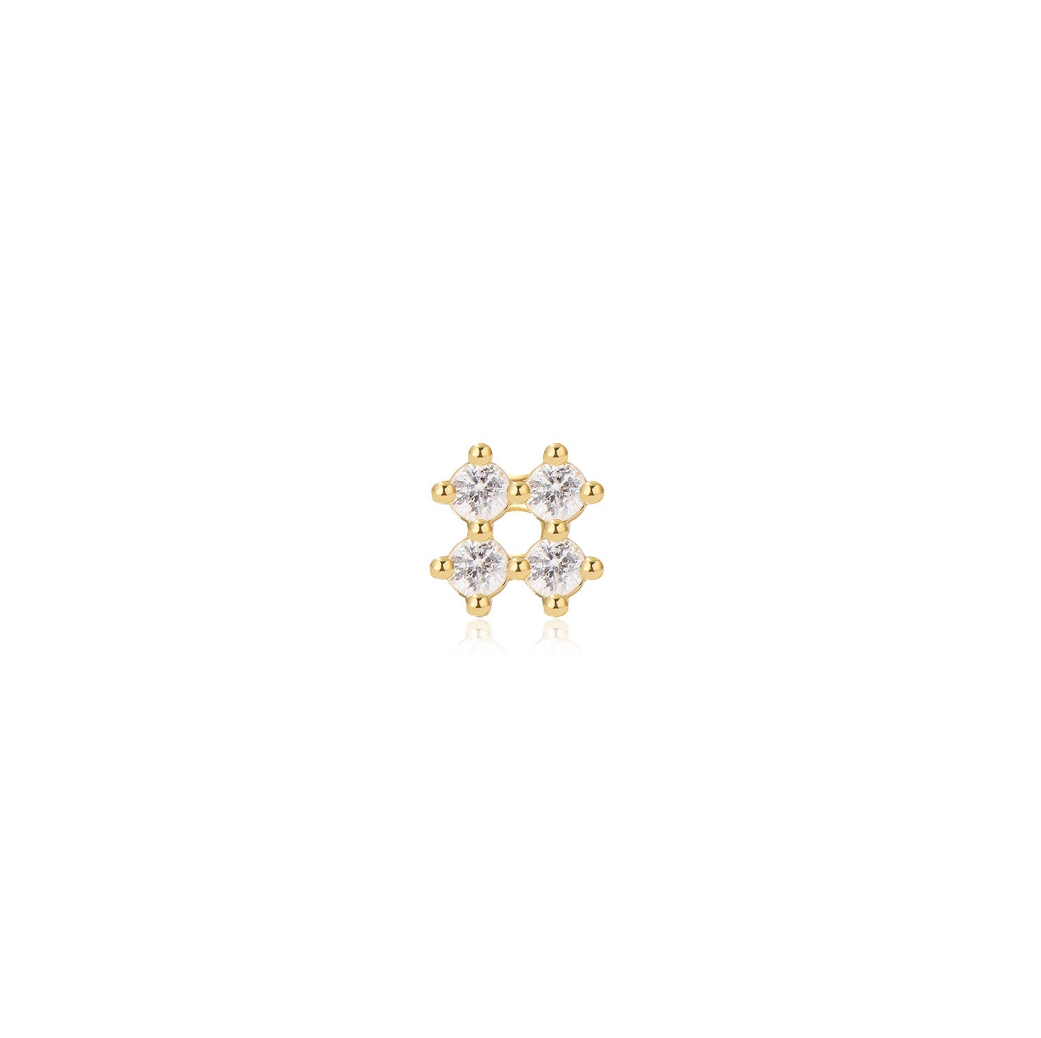 Elan Moissanite Labret Earring – 14K Solid Gold Flat Back