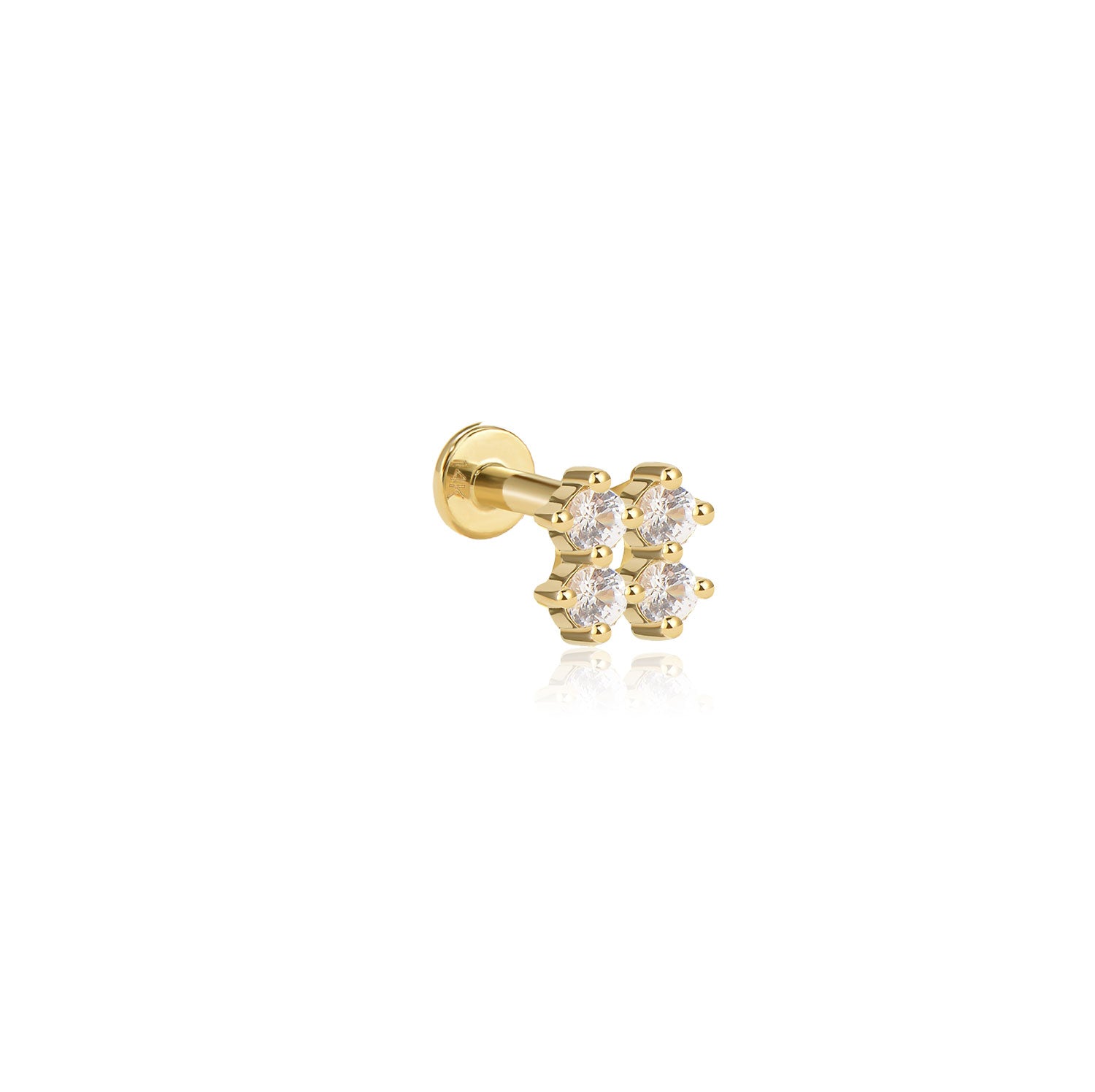 Elan Moissanite Labret Earring – 14K Solid Gold Flat Back