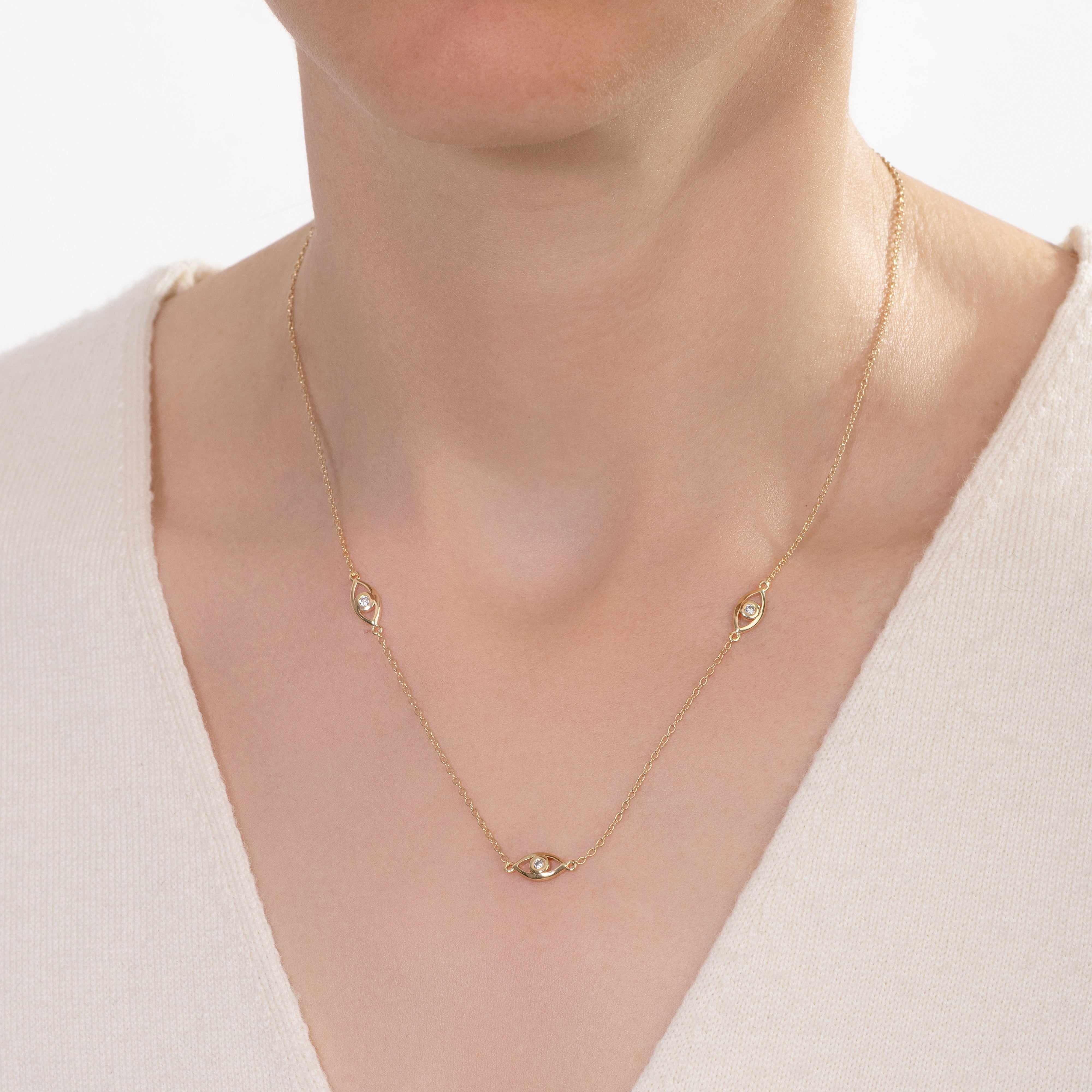 Asteria Moissanite Evil Eye Necklace