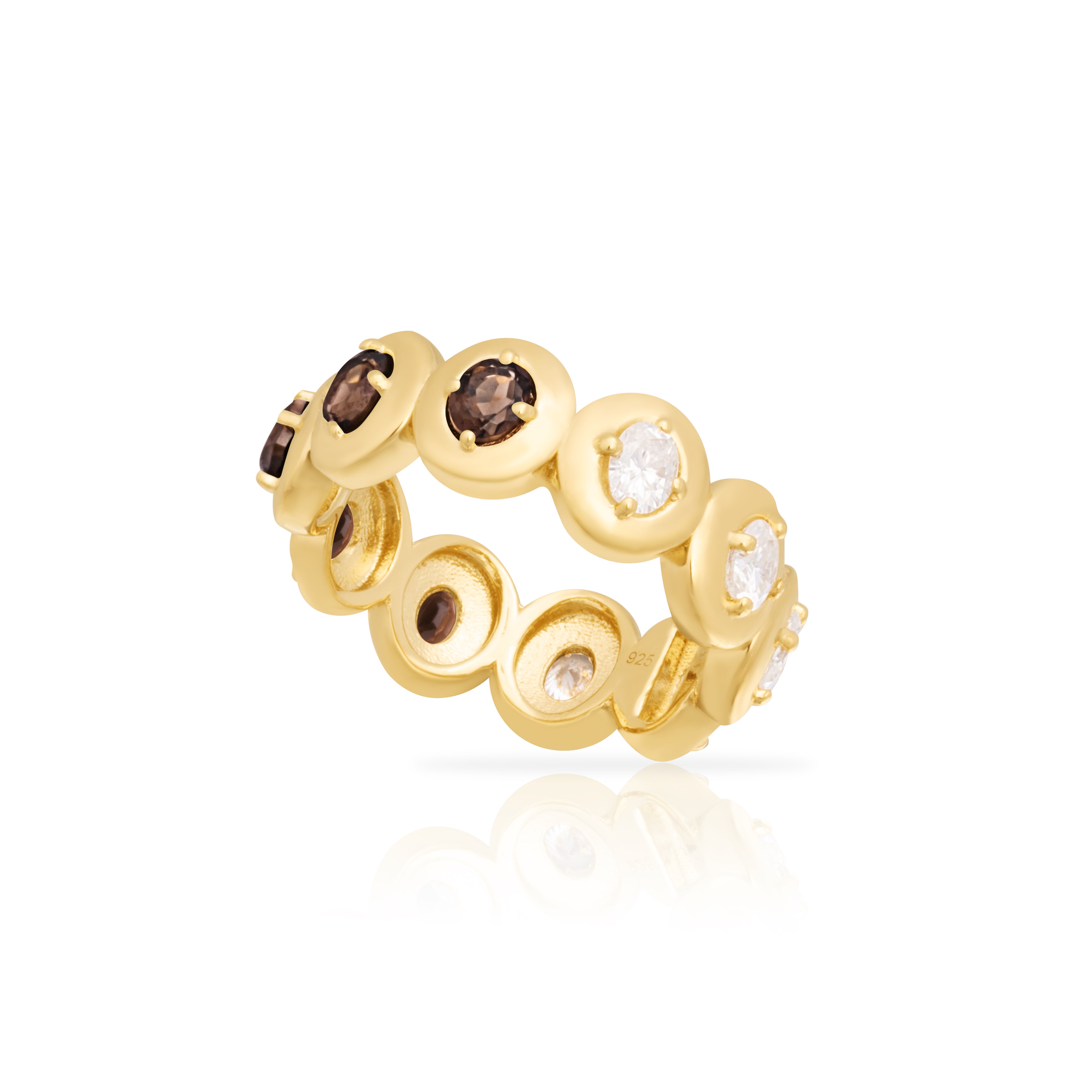 Auric Smokey quartz/Moissanite ring