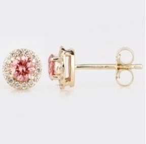 Born 10k gold pink lab diamond studs