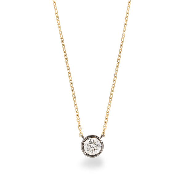 Vintage bezel setting yellow/blackened diamond 9k gold pendant (PRE-ORDER)