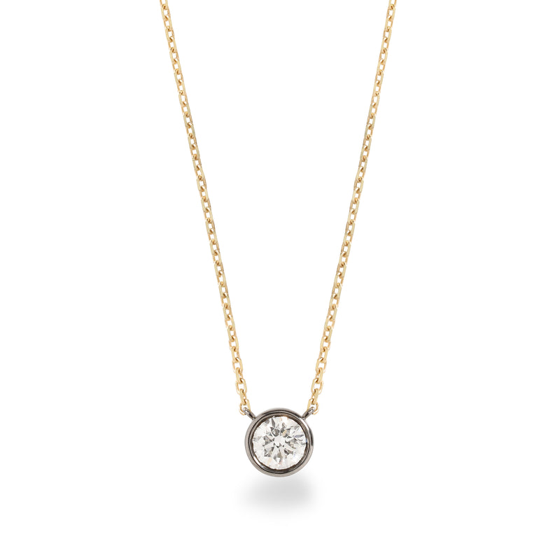 Vintage bezel setting yellow/blackened diamond 9k gold pendant (PRE-ORDER)