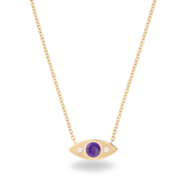 Evil eye gold diamond & natural tanzanite pendant (PRE-ORDER)